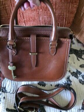 Fossil Ryder Small Satchel Brown Leather Gold Hardware